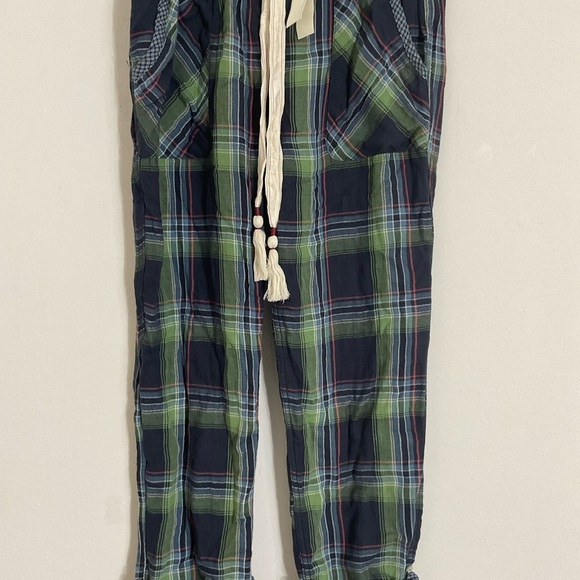 Gilly Hicks Sleep Pants Role Cuff Women Size Medium Green Plaid New With Tags - Picture 4 of 9